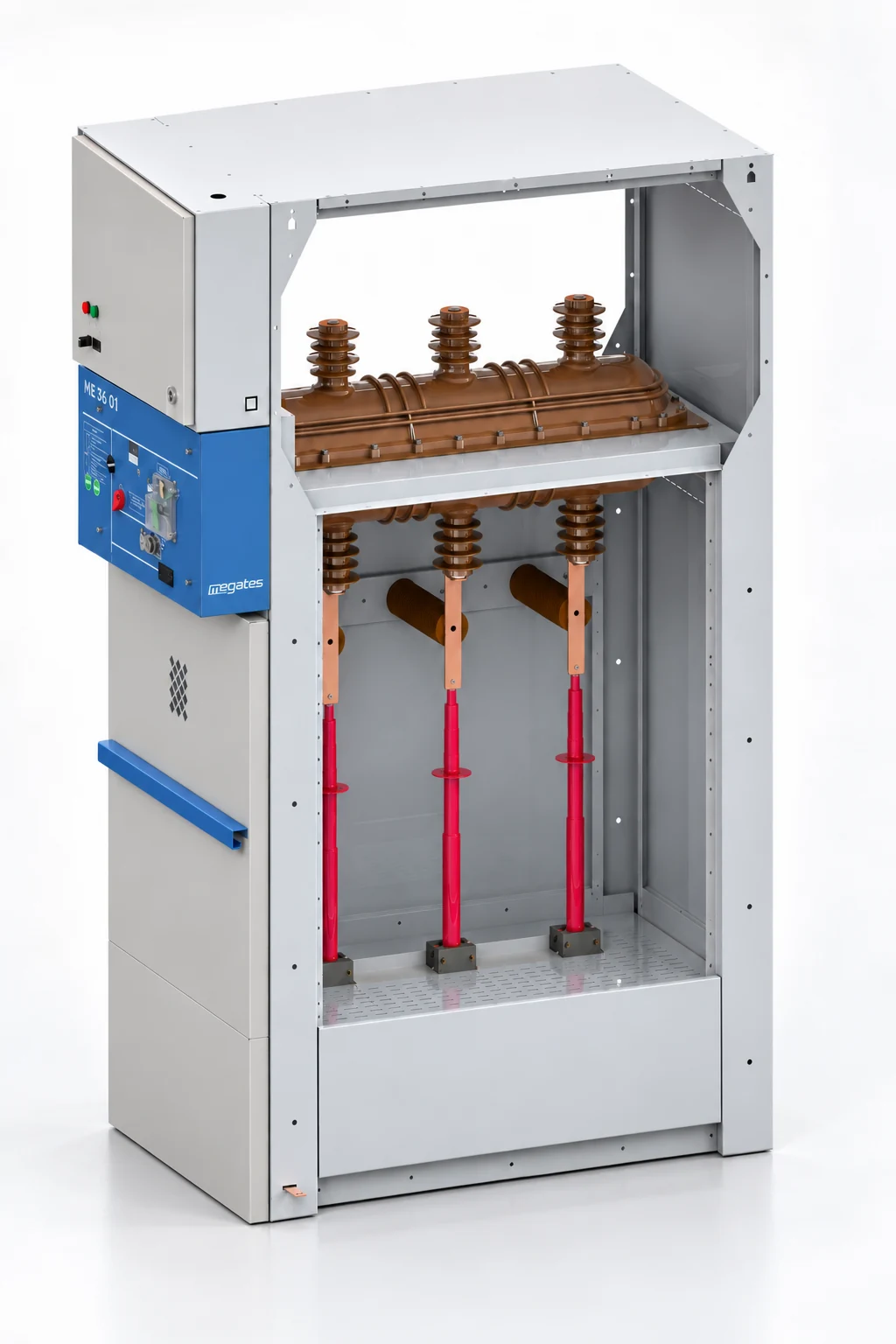 ME36-01 36 kV yük ayırıcılı giriş çıkış hücresinin 3B iç yerleşimi