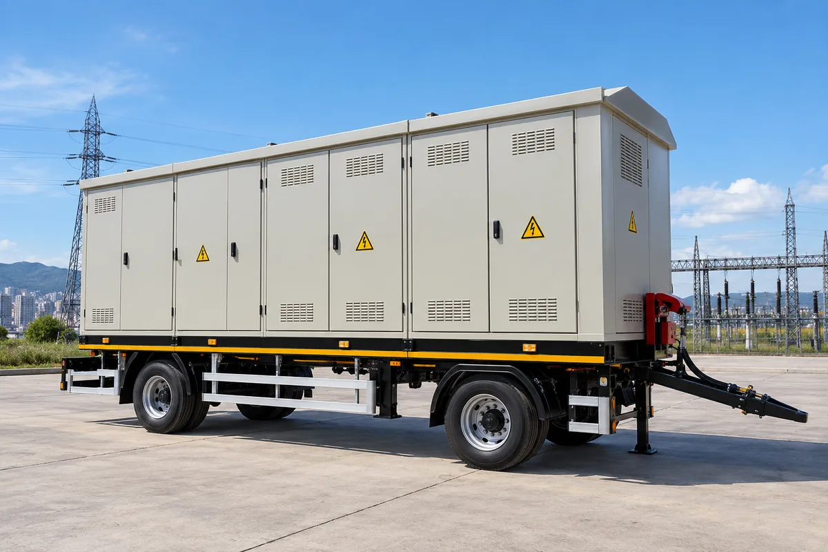 Mobil trafo merkezi kapalı dış görünümü
