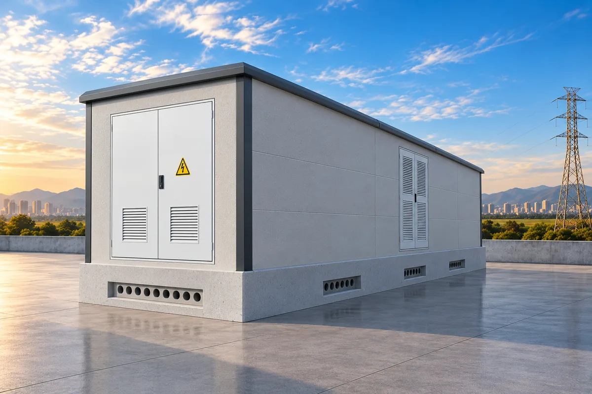 Prefabrik beton trafo merkezi yan görünümü
